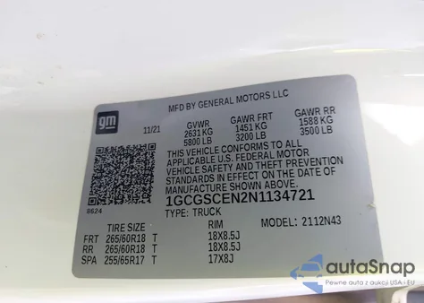 2022 Chevrolet Colorado 2Wd Short Box Lt z USA, uszkodzony, nr VIN 1GCGSCEN2N1134721